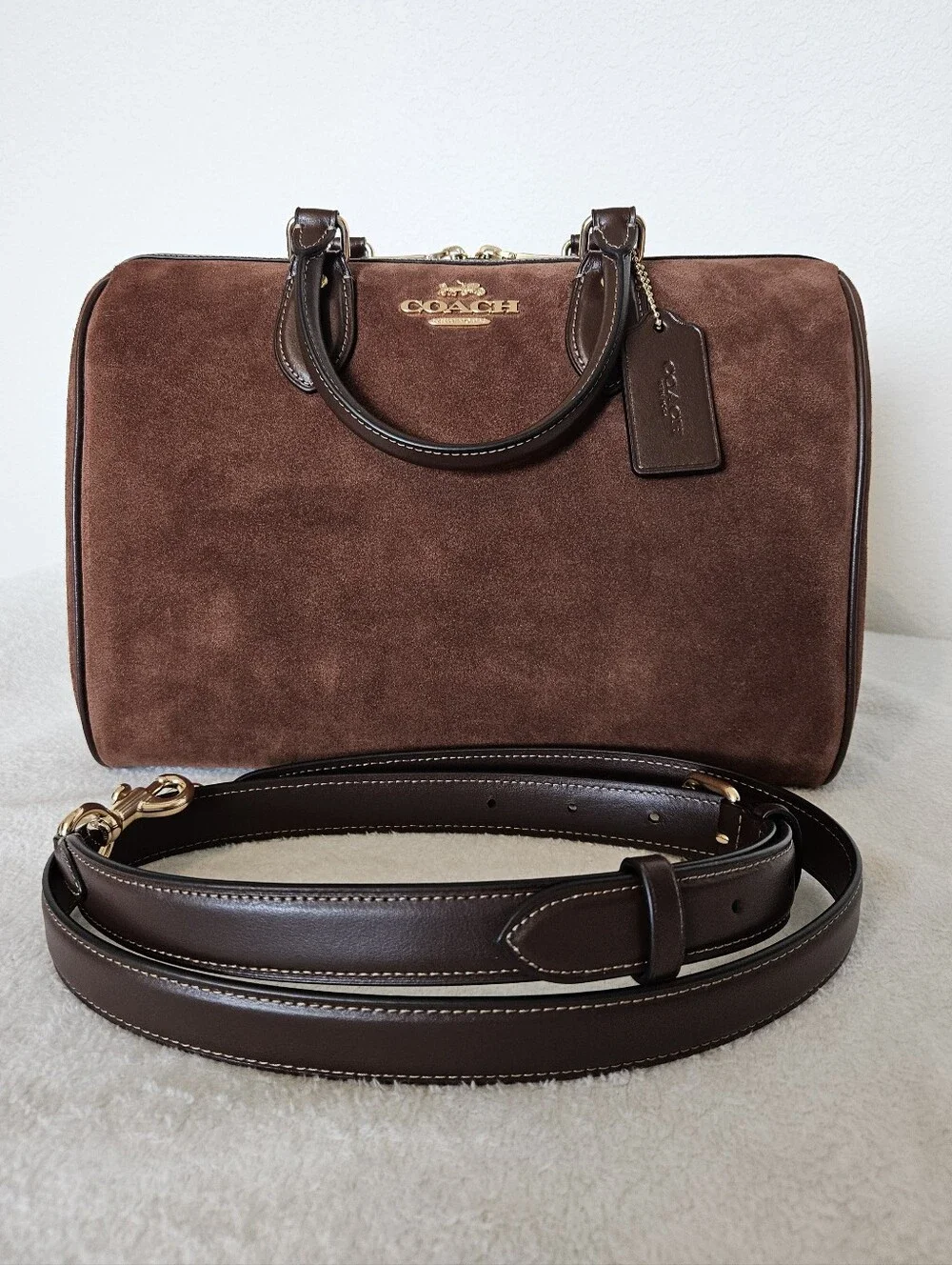 Coach Rowan Large Satchel - Vintage Brown Suede - NWOT - Picture 6 of 11